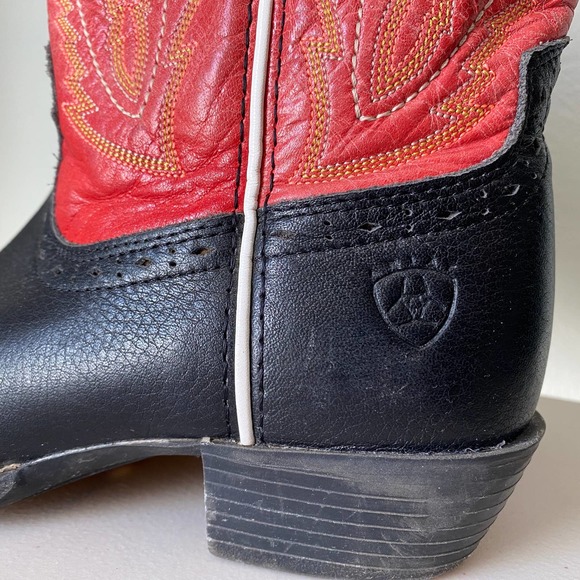 Ariat Kids' Adriano Moraes Bull Rider Western Boot Red & Black Square Toe Kid 4 - Picture 7 of 13